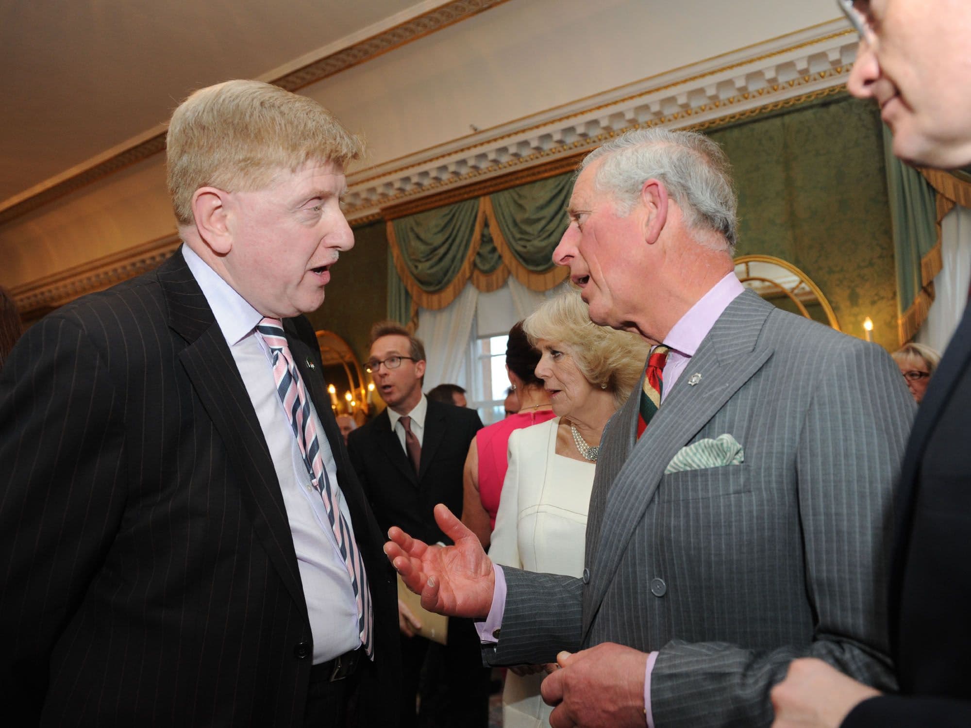 Hillsborough Castle, Lisburn and Castlereagh — TRHs The Prince of Wales and The Duchess of Cornwall meet guests at a Hillsborough Castle reception organised by NITB Photo by Harrisons