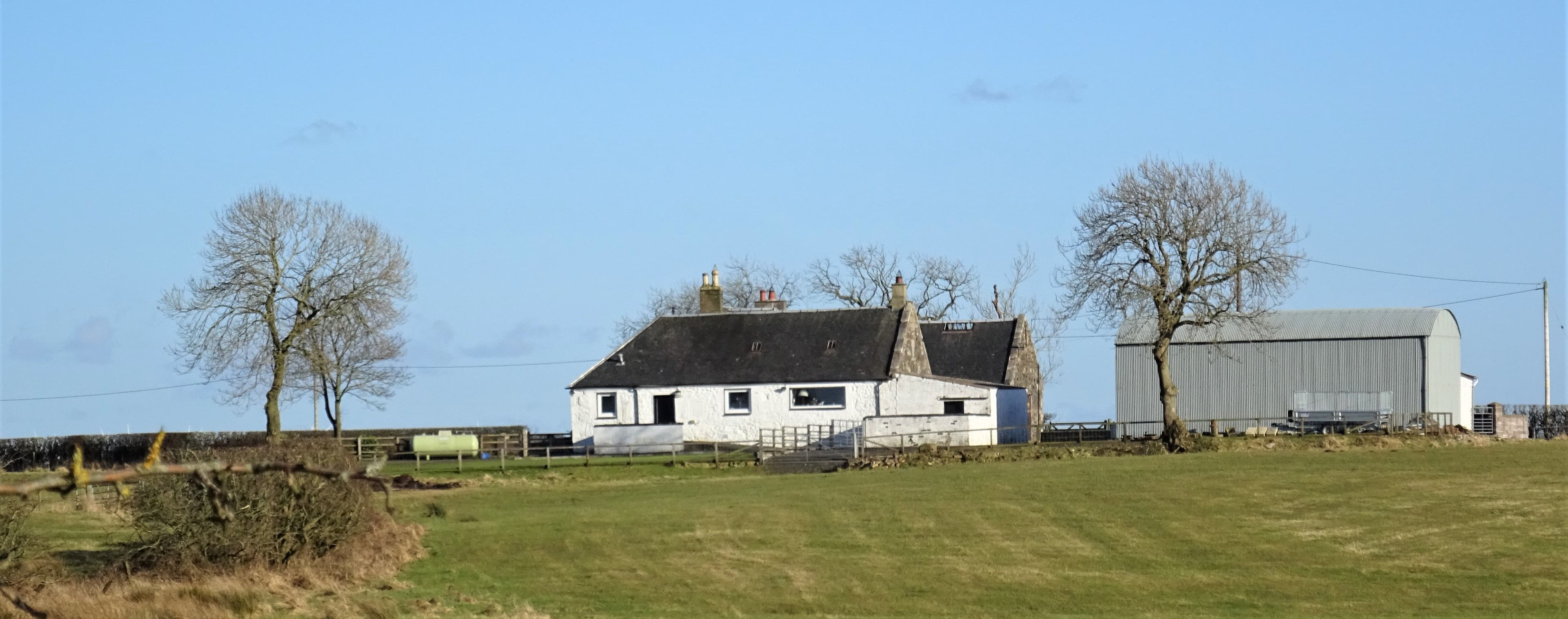 The Laigh Auchenharvie Farm, Torranyard, North Ayrshire. View looking north. Auchenharvie Castle in nearby.