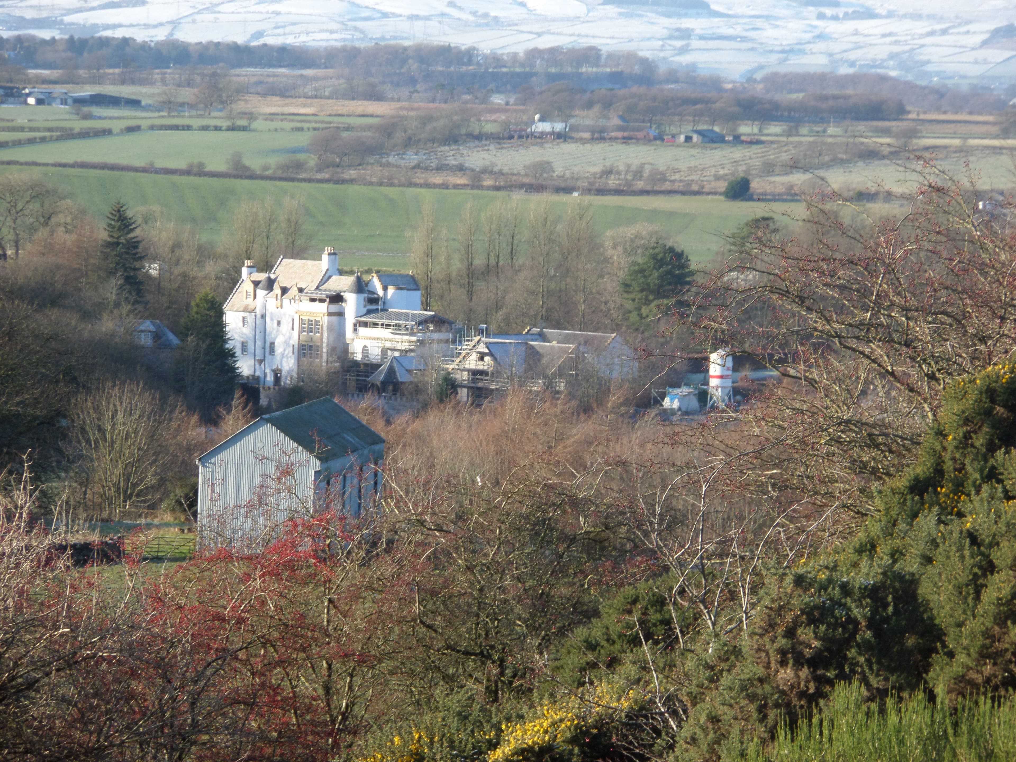 Aiket Castle, Dunlop, East Ayrshire, Scotland. View from the Brechan Braes.