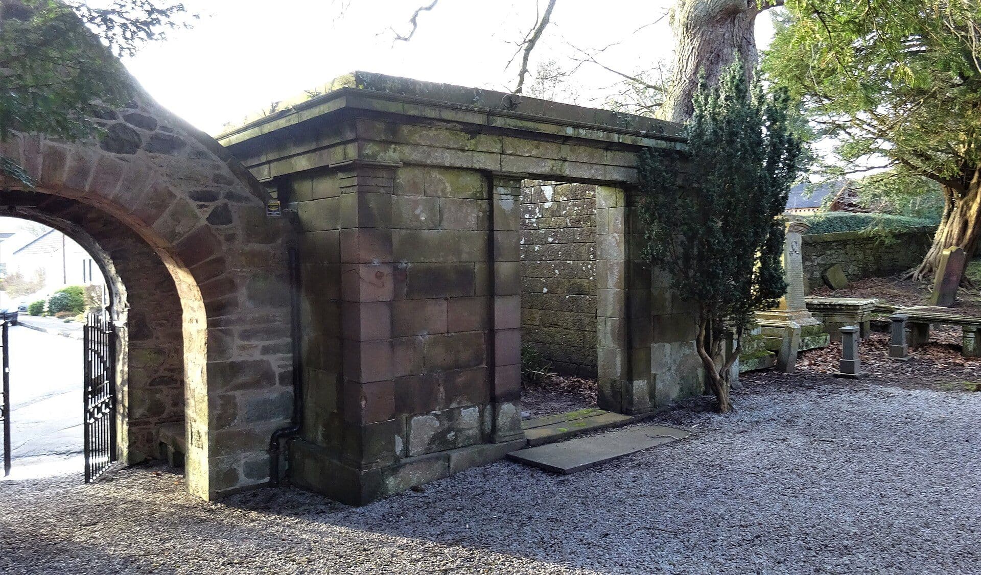 Cloncaird Castle, North Ayrshire — The Lych Gate and Ritchie of Cloncaird Mausoleum, Kirkmichael Church, South Ayrshire.