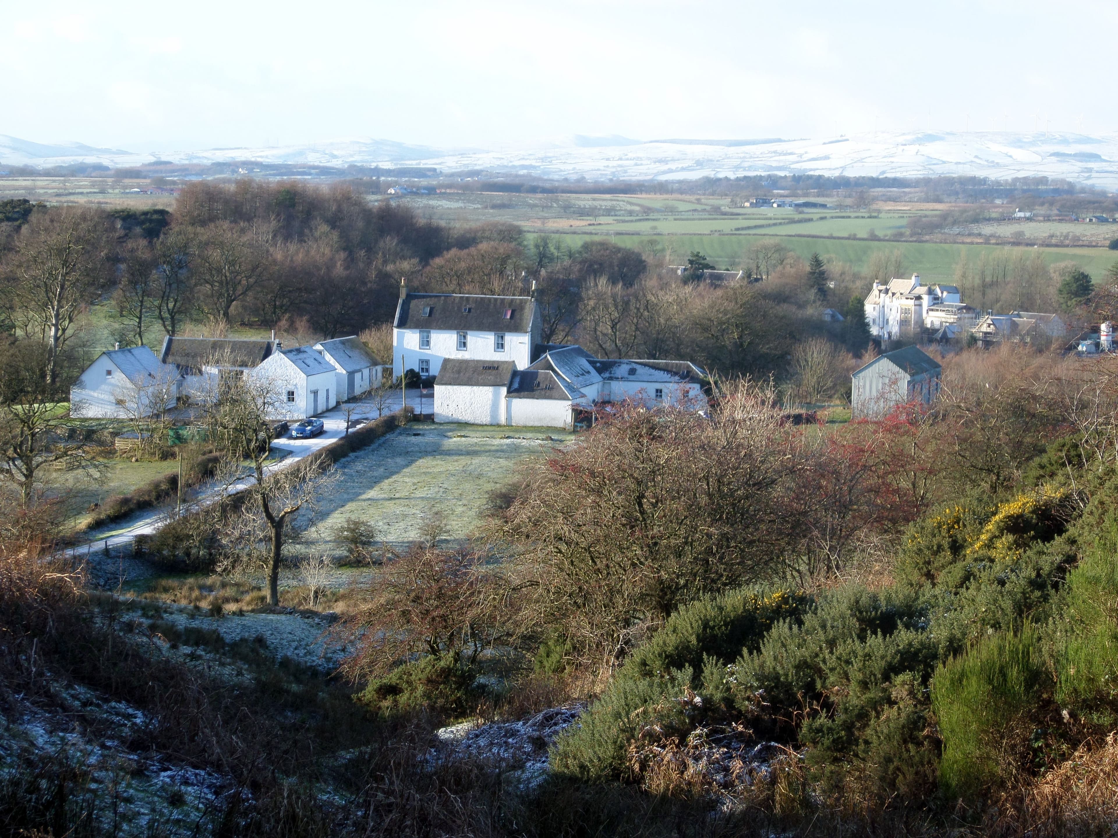 Borland Farm & Aiket Castle, Dunlop, East Ayrshire, Scotland. View from the Brechna Braes.