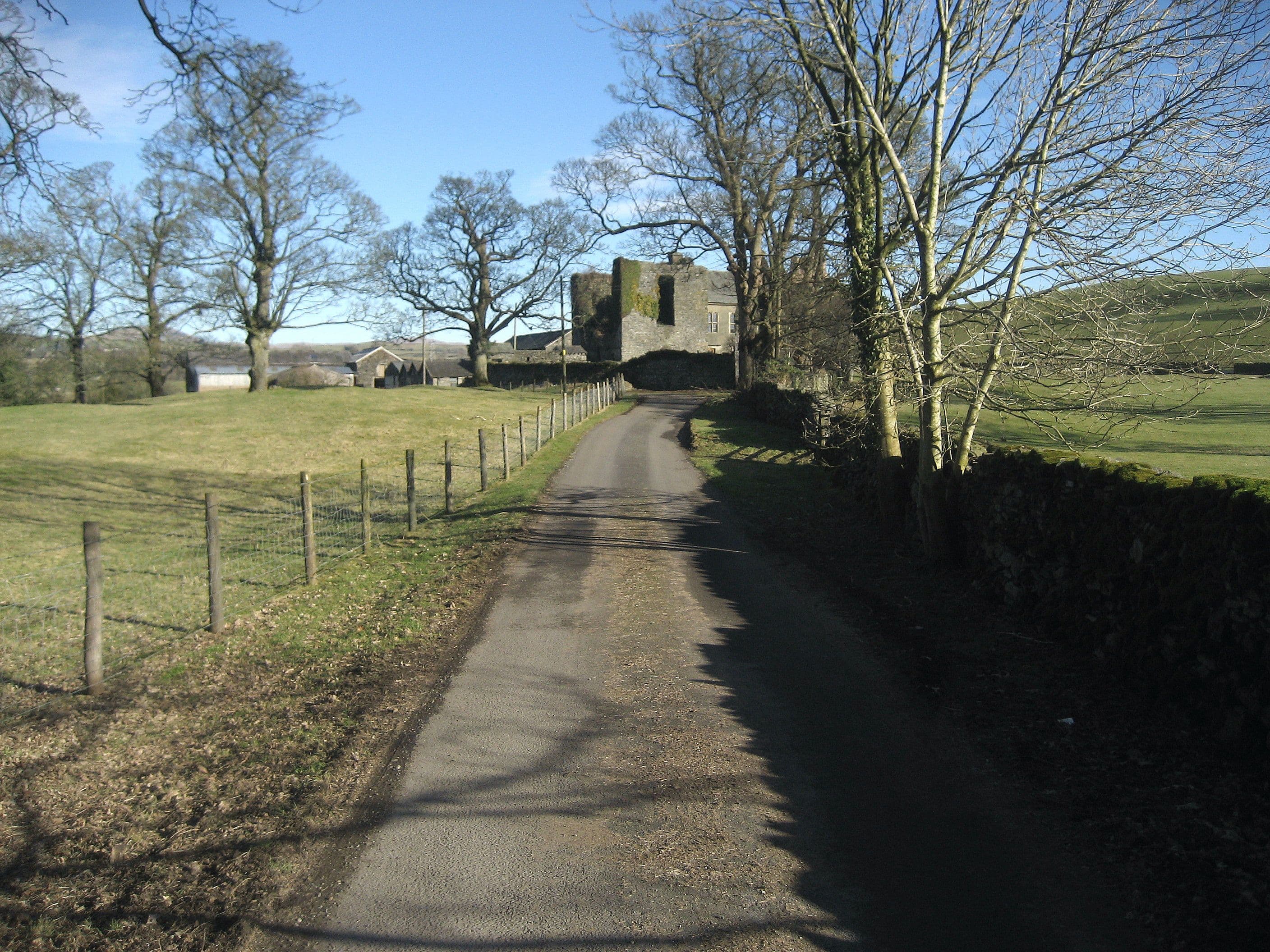 Burneside Hall, Westmorland and Furness — Driveway to Burneside Hall The hall has a ruined pele tower attached to it.