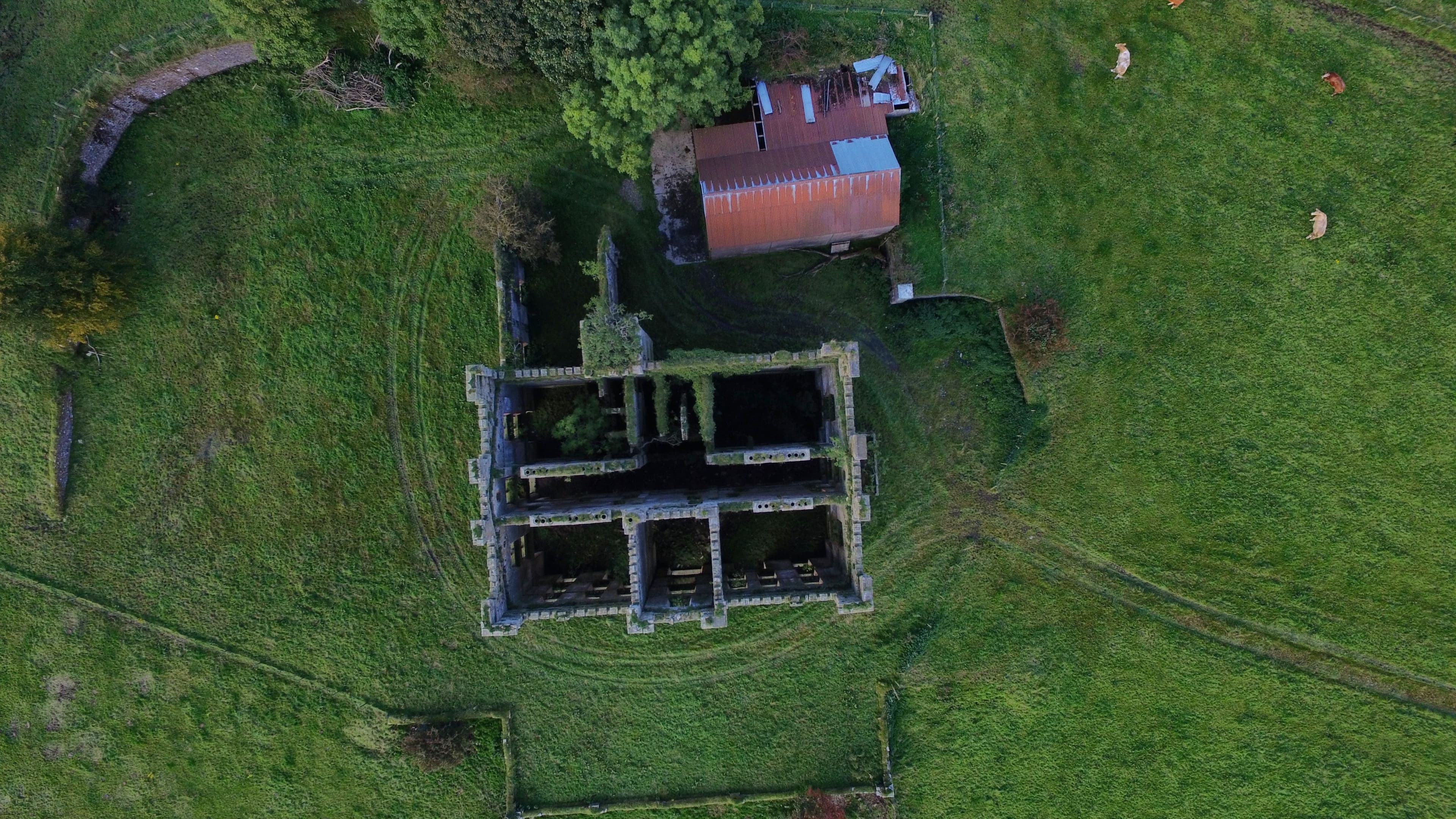 Drone shot of Ogilbys Castle Donemana