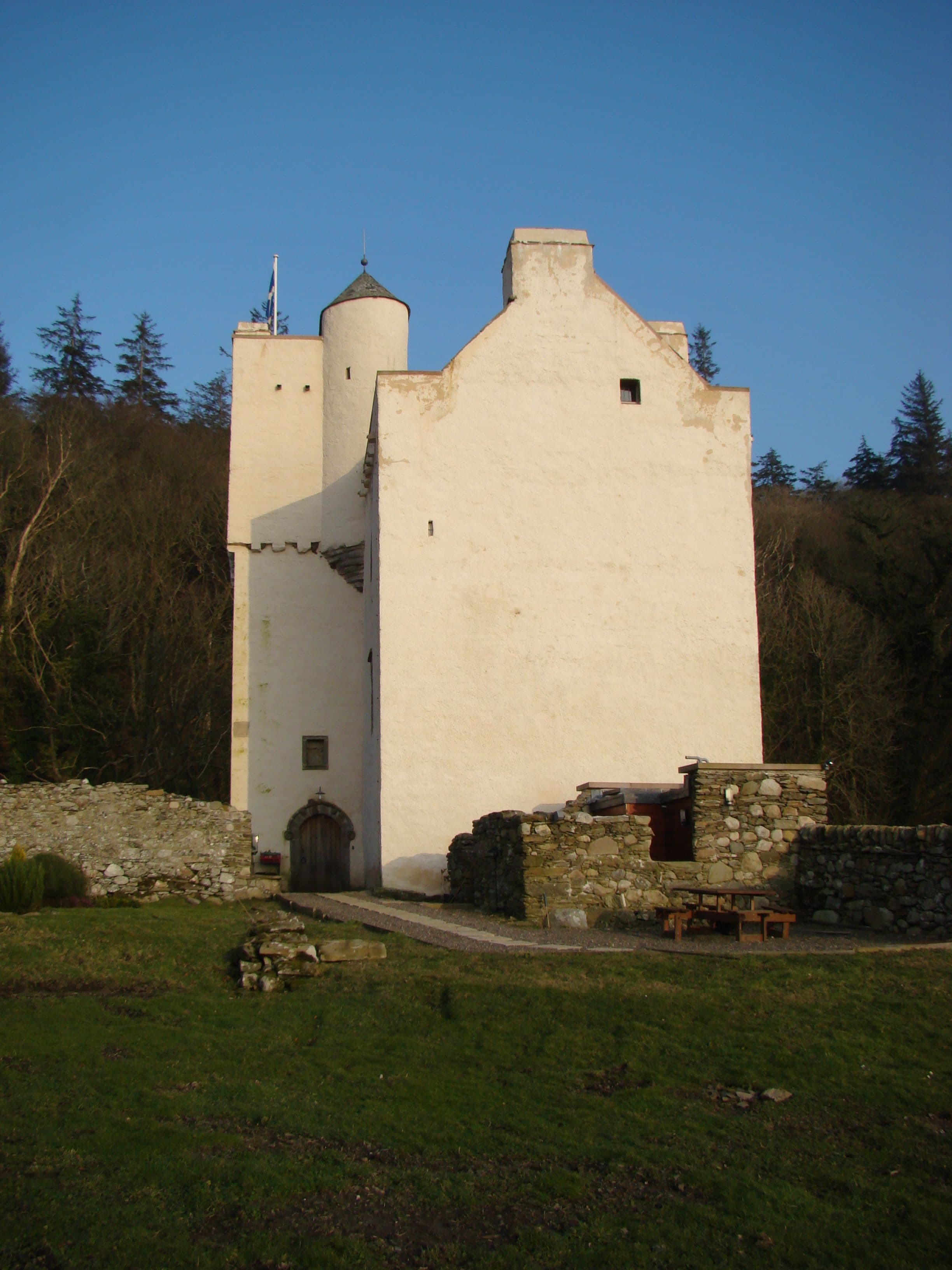 Barholm Castle, overlooking Wigtown Bay in Galloway, Scotland. Restored from a ruin in 2006