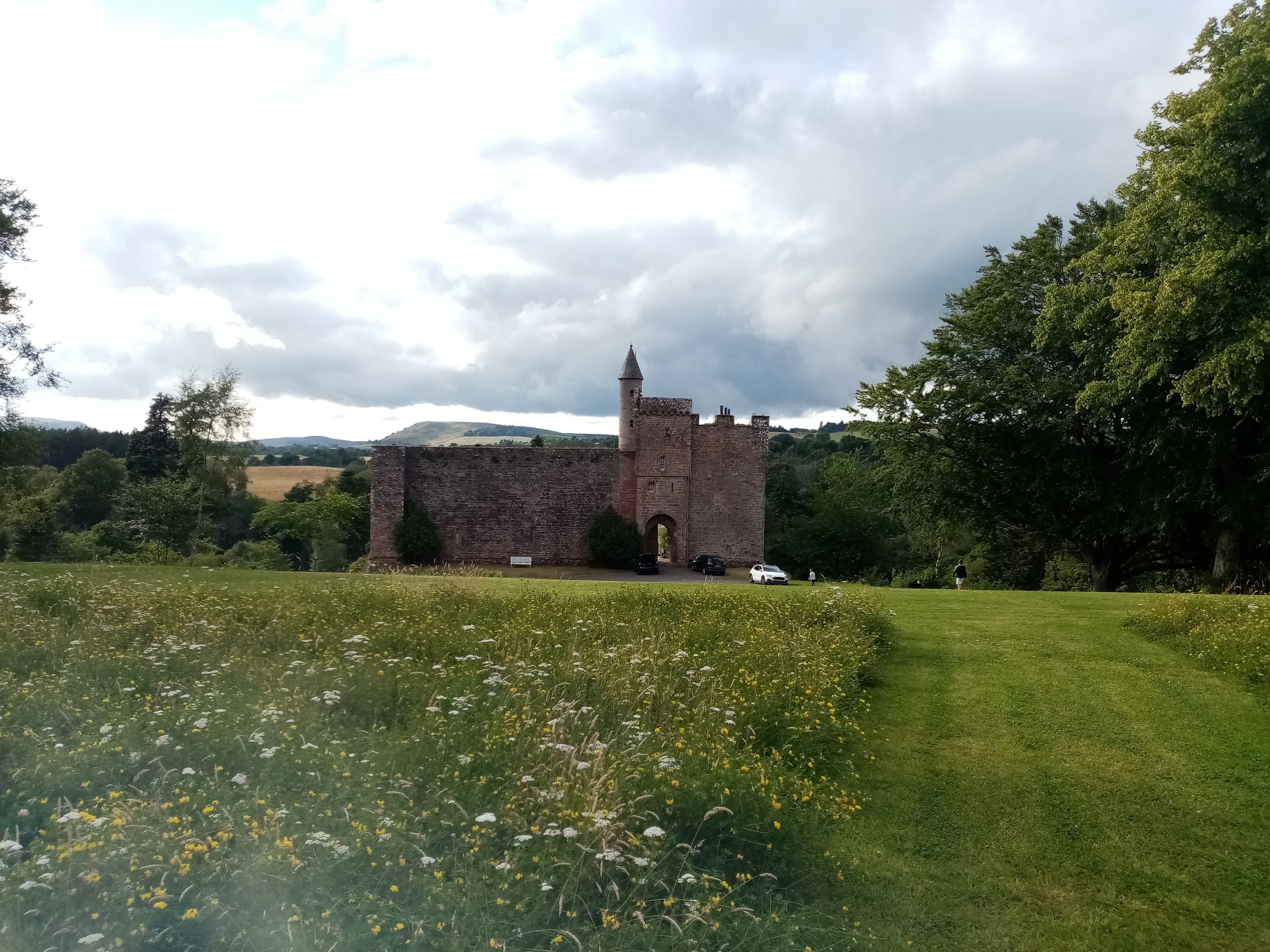 "Airlie Castle is a mansion house in the parish of Airlie, Angus, near the junction of the Isla and Melgund rivers, 9 kilometres west of Kirriemuir, Angus, Scotland. A castle was built on the site in c. 1432 and was burnt out in 1640, with a mansion house built incorporating and on top of some of the ruins in c. 1792–93, and occupied today. The house and the stables are Category B listed buildings and the grounds are included in the Inventory of Gardens and Designed Landscapes in Scotland." (Wikipedia)
Estate website:
www.airlieestates.com
