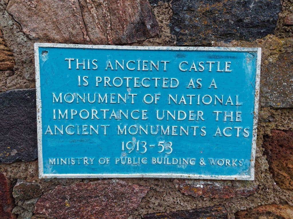 Rait Castle, Highland — Ministry of Public Buildings Works Plaque on Rait Castle