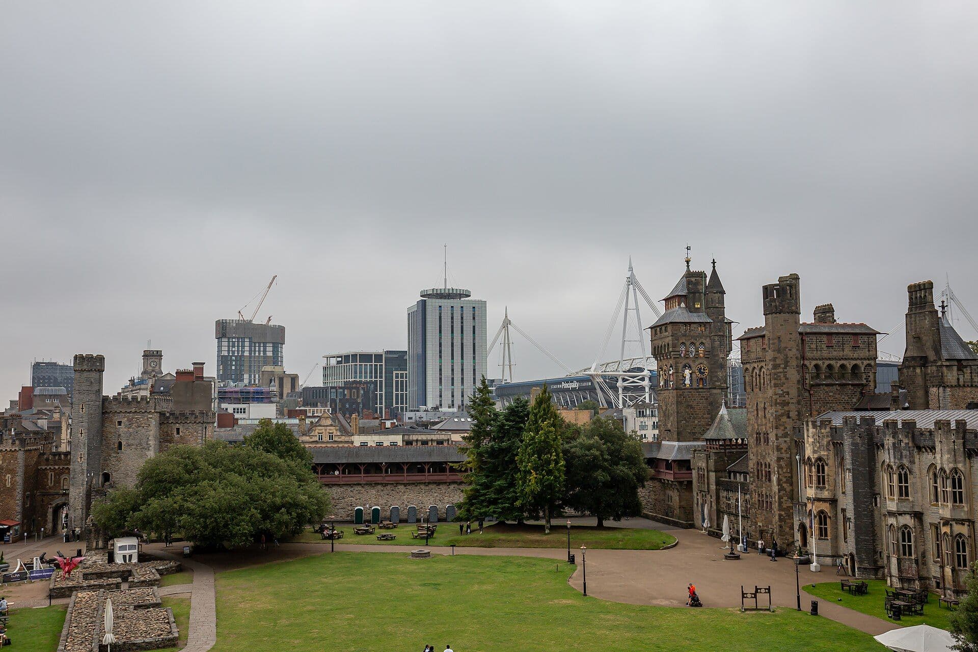 Cardiff Castle, Cardiff — A view of Cardiff from the top of Cardiff Castle in Cardiff, Wales.