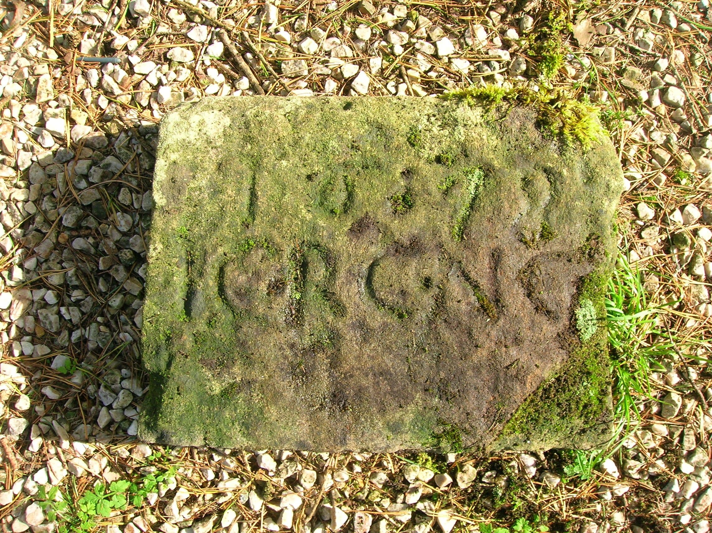 An inscribed stone from Tower Cottage at Achinbathie Tower - 1678 - ICRCNC. A Wallace clan castle site. Renfrewshire, Scotland
